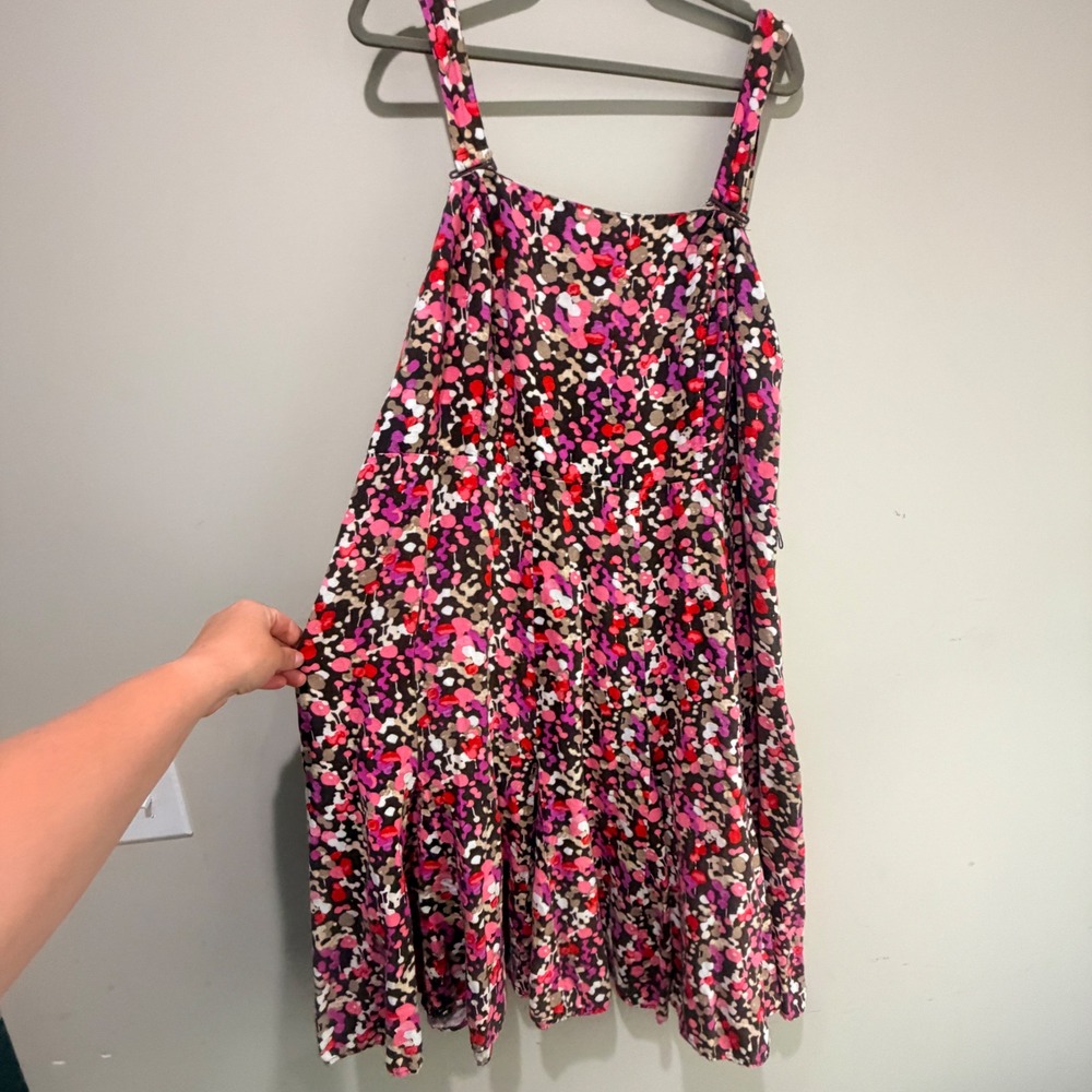Lane Bryant Floral Linen Blend Sun Dress Womens 22 Flowy Boho Indie Romantic